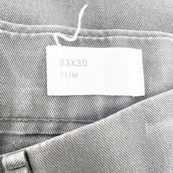 Gap Slim Chino Pants Mens Size 33x30 Dark Grey Stretch Career Ankle Straight - Picture 4 of 6